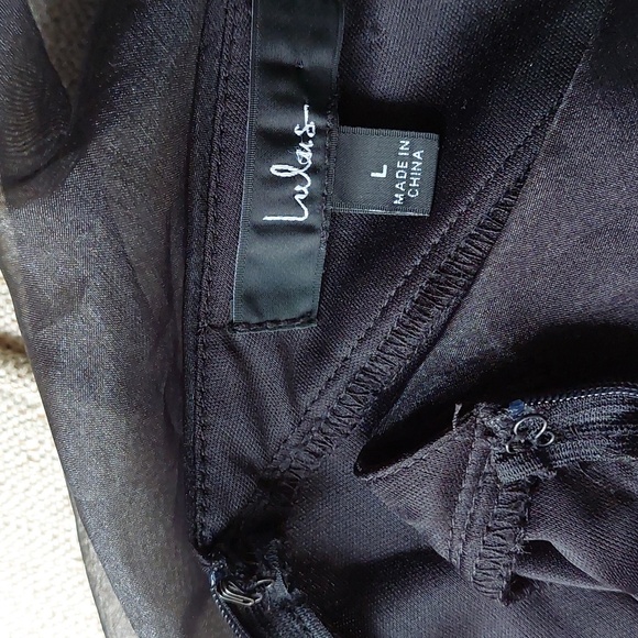 Lulu's Black Tiered Organza Halter Maxi Dress Sz L - Picture 16 of 17